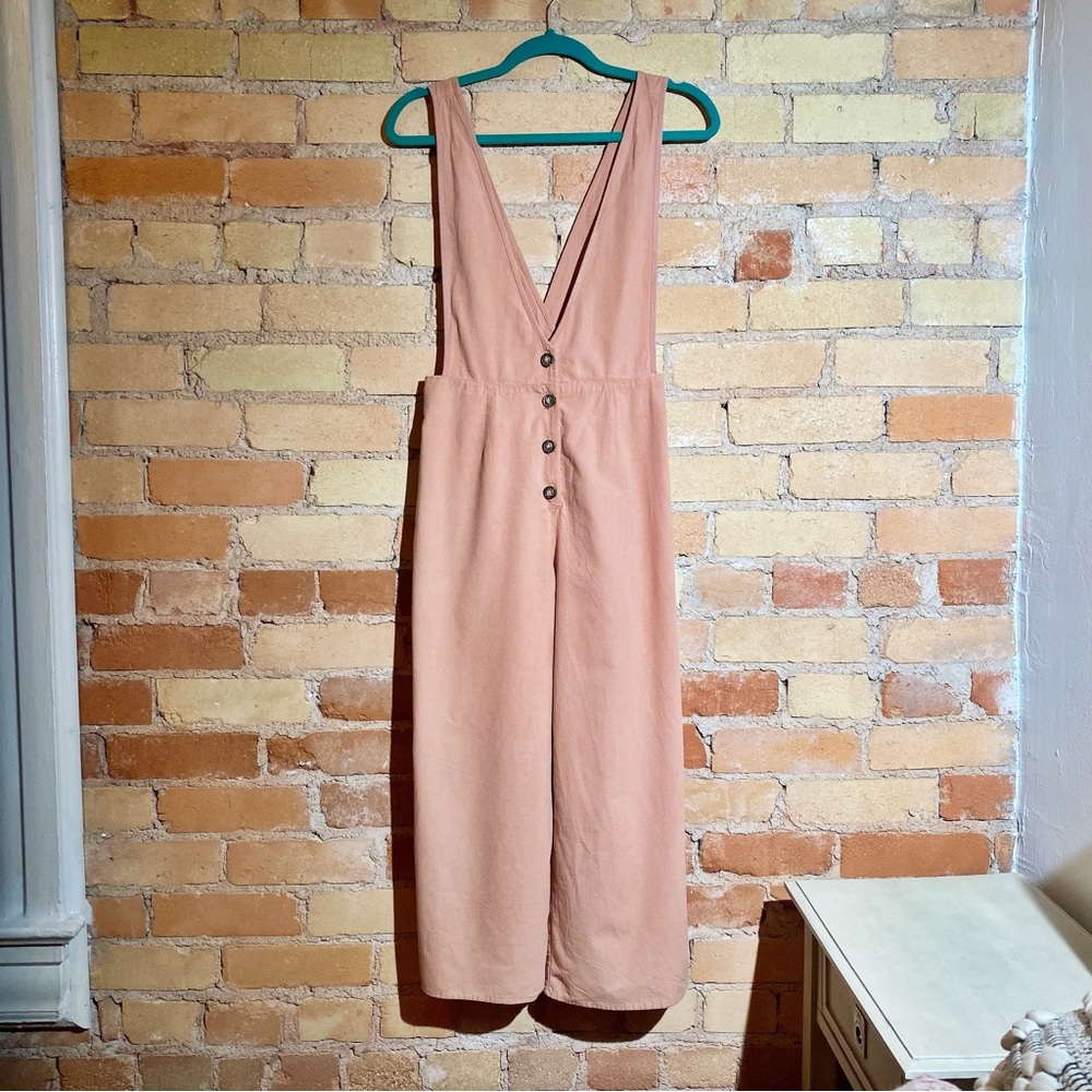 Wide leg overall jumpsuit